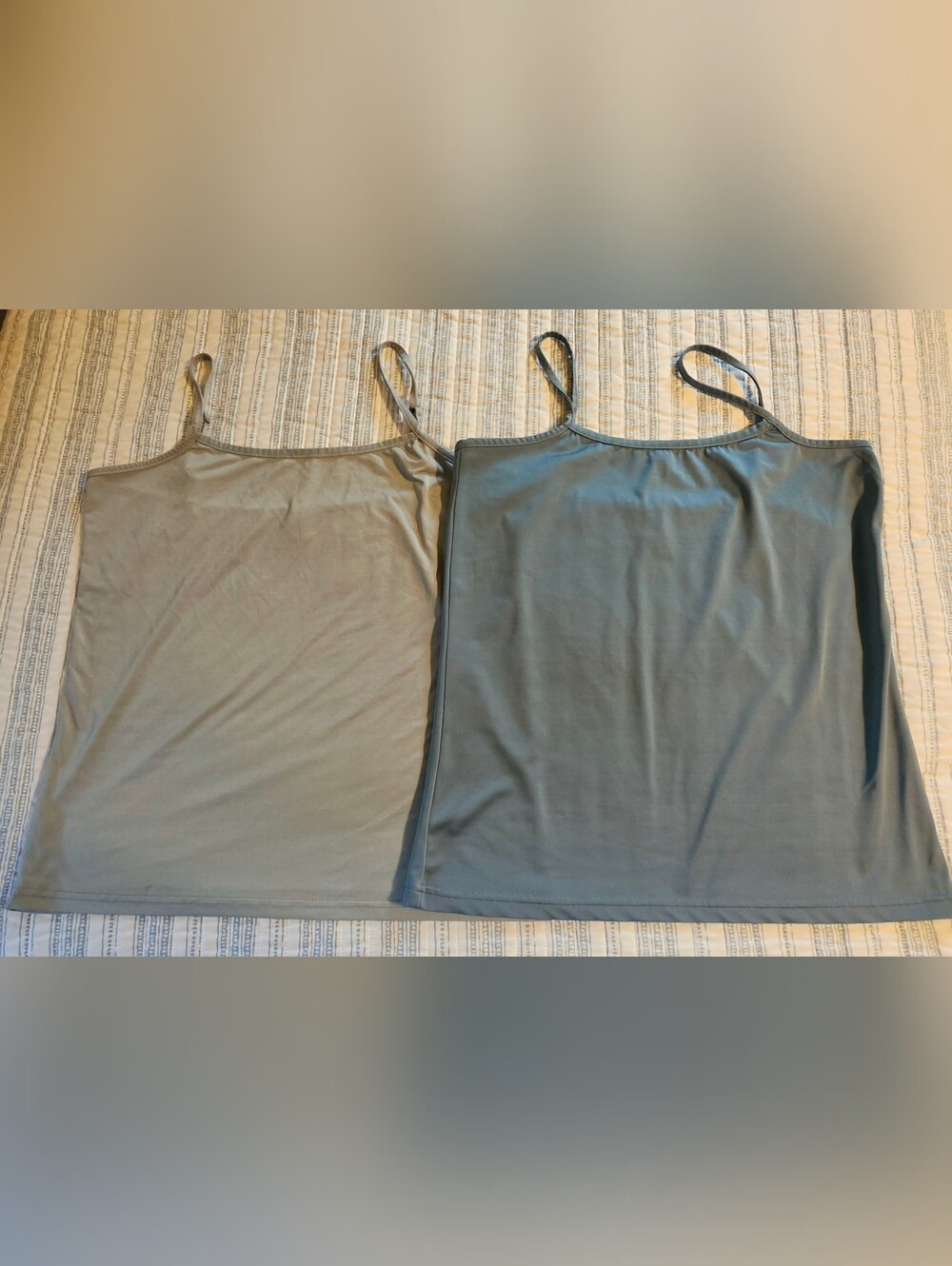 Lot 2 Ashley Stewart women camisole cami top gray blue 12 M L polyester spandex